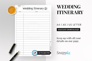 Wedding Itinerary, Wedding Budget