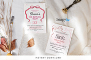 Pink Bow Birthday Invitation Temp, an Invitation Template by Snapybiz (Thumbnail 1 of 10)