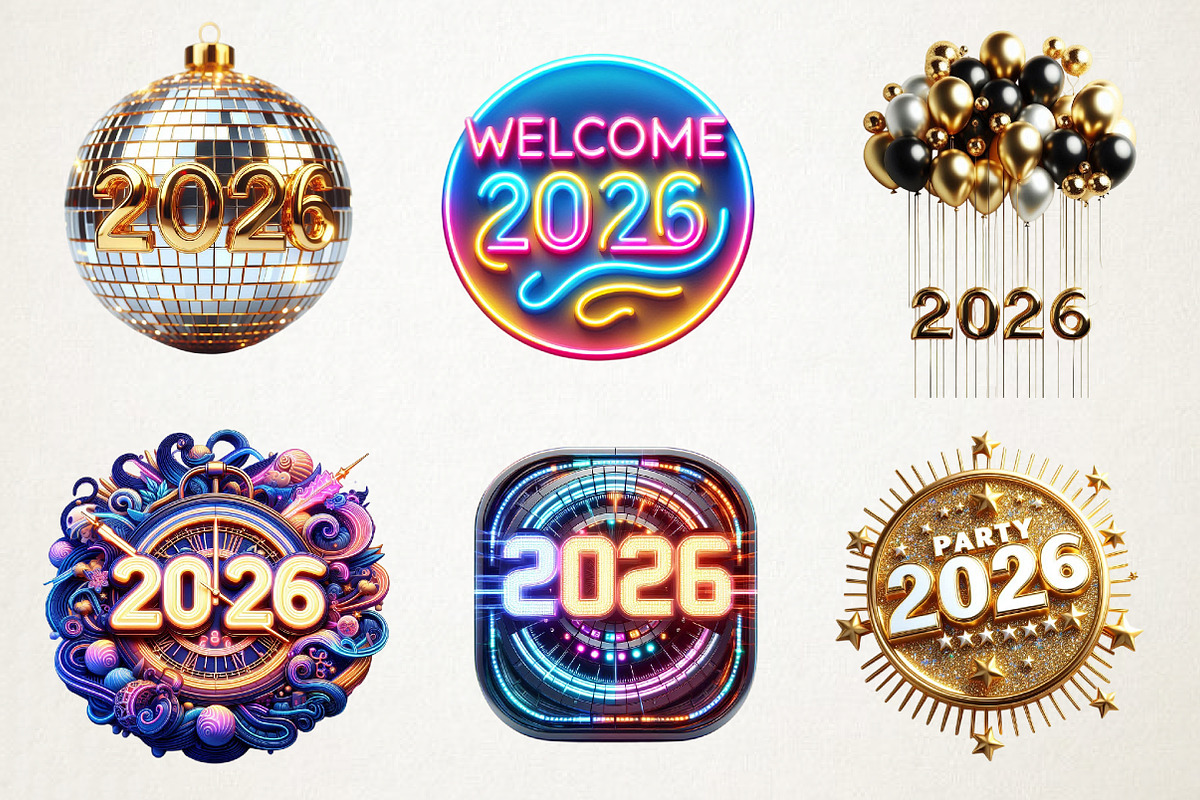 2026 New Year Party Clipart, an Illustration by RobertsArt (Photo 2 of 3)