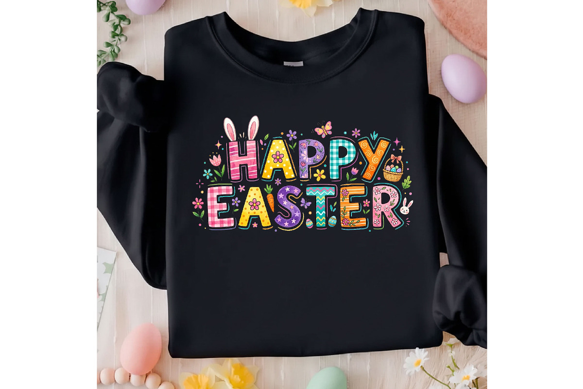 Happy Easter PNG, Easter Bunny Shirt, an Illustration by Designking (Photo 2 of 6)