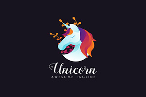 Modern Colorful Unicorn Logo Vector