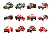 Christmas Trucks Clipart, an Illustration by Design Market (Thumbnail 3 of 4)