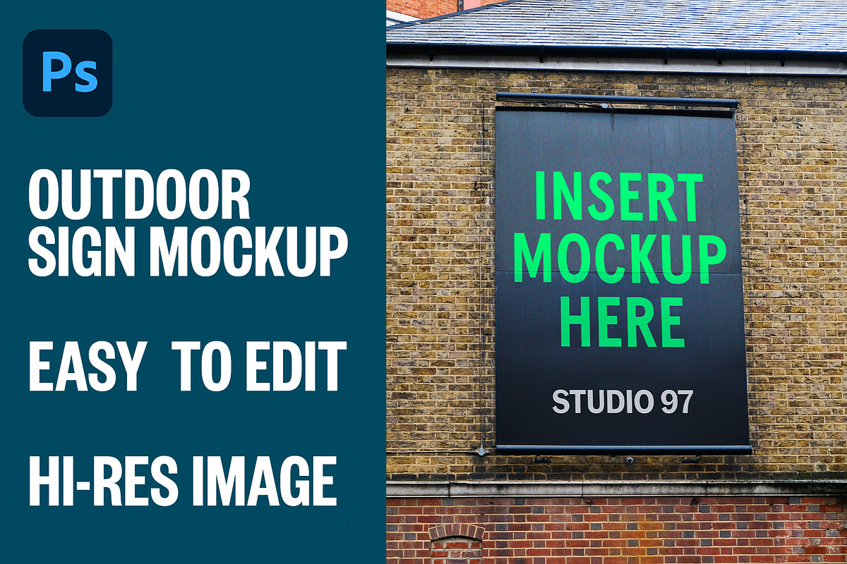 Outdoor Building Sign Mockup, an Advertising Mockup by Studio 97 | Mockups (Photo 1 of 2)