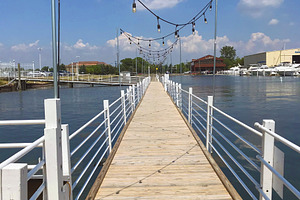 Wood Boat Dock w/ Twinkle Lights, a Nature Photo by Cordial Punch Press