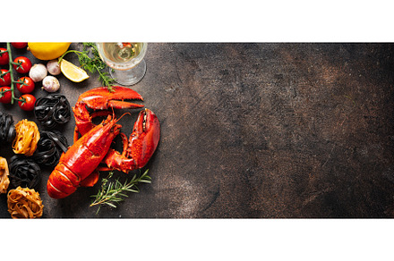 Cooked red lobters with ingredients, a Food & Drink Photo by Yummypic