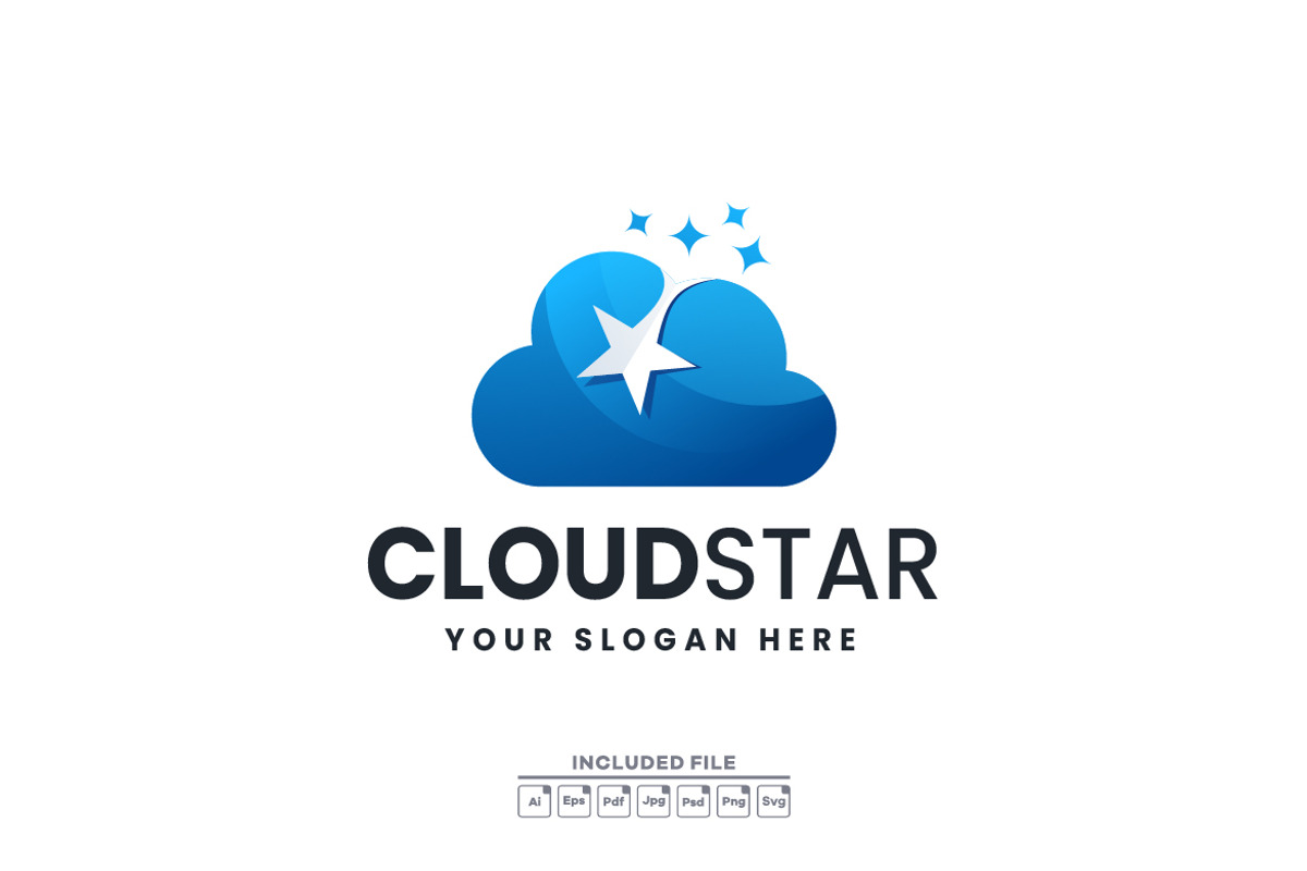 Cloud star gradient logo, a Branding & Logo Template by yuanesei