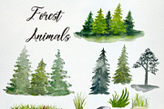 Forest animals watercolor clip art, an Animal Illustration by SandraGraphicDesign (Thumbnail 3 of 5)