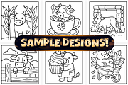 Bold Easy Cute Cows Coloring Pages, an Animal Illustration by Craftsbeefy (Thumbnail 2 of 4)