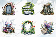 Fairy Garden Watercolor Clipart, an Illustration by designcity5 (Thumbnail 3 of 5)
