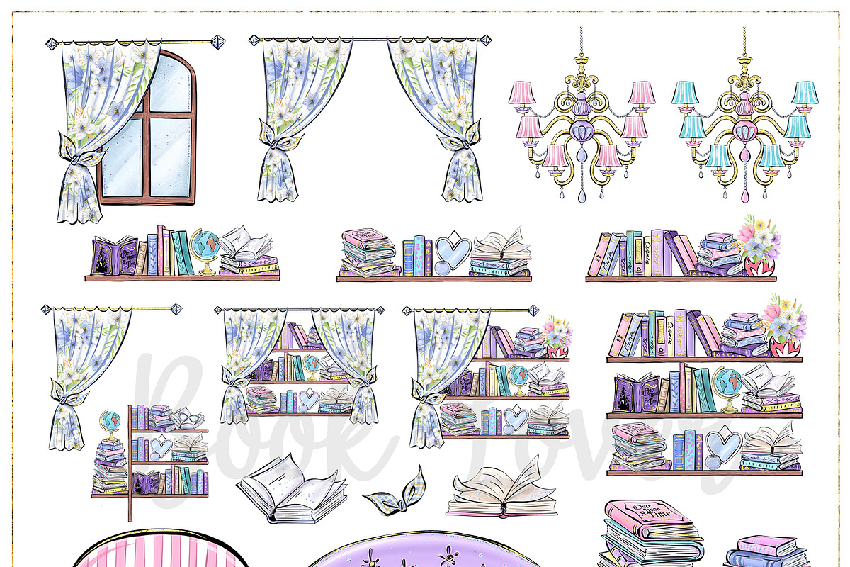 Book Lover Hand Drawn Clipart, a Decorative Illustration by Masha  Studio (Photo 7 of 8)
