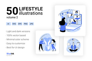 50 Lifestyle UI Illustrations Vol.2