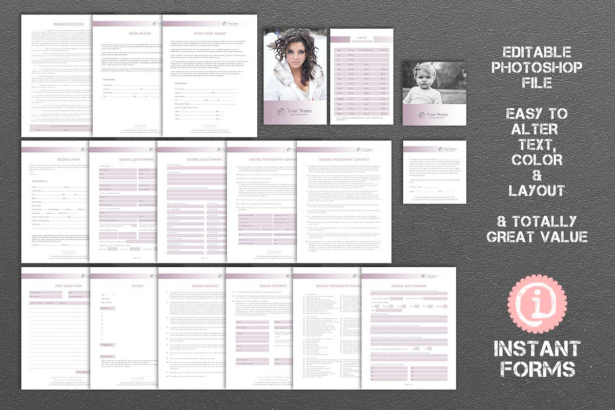 Photography Forms and Contract, a Stationery Template by InstantForms (Photo 1 of 3)