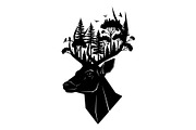 Deer Antler Silhouette Bundle, an Object Illustration by yasushie (Thumbnail 25 of 31)