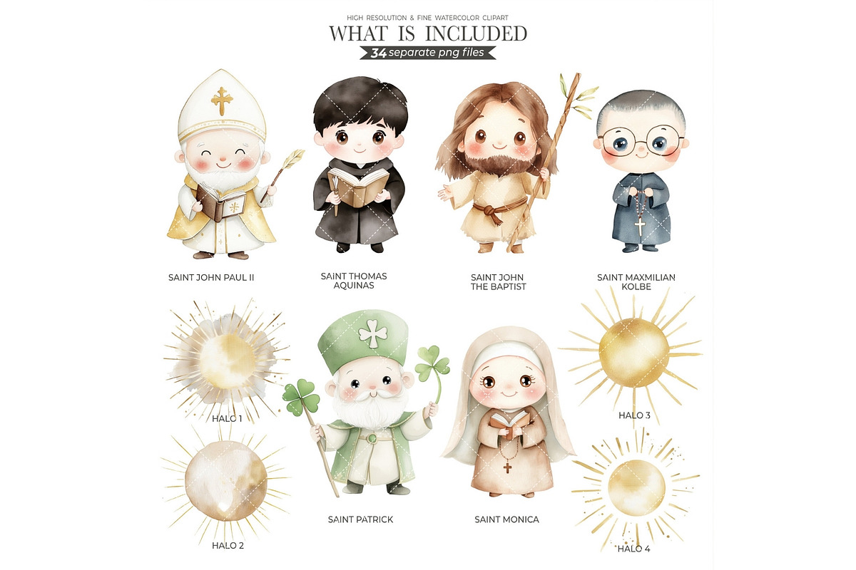 Watercolor Saints Clipart, an Illustration by CharmClipart (Photo 5 of 7)