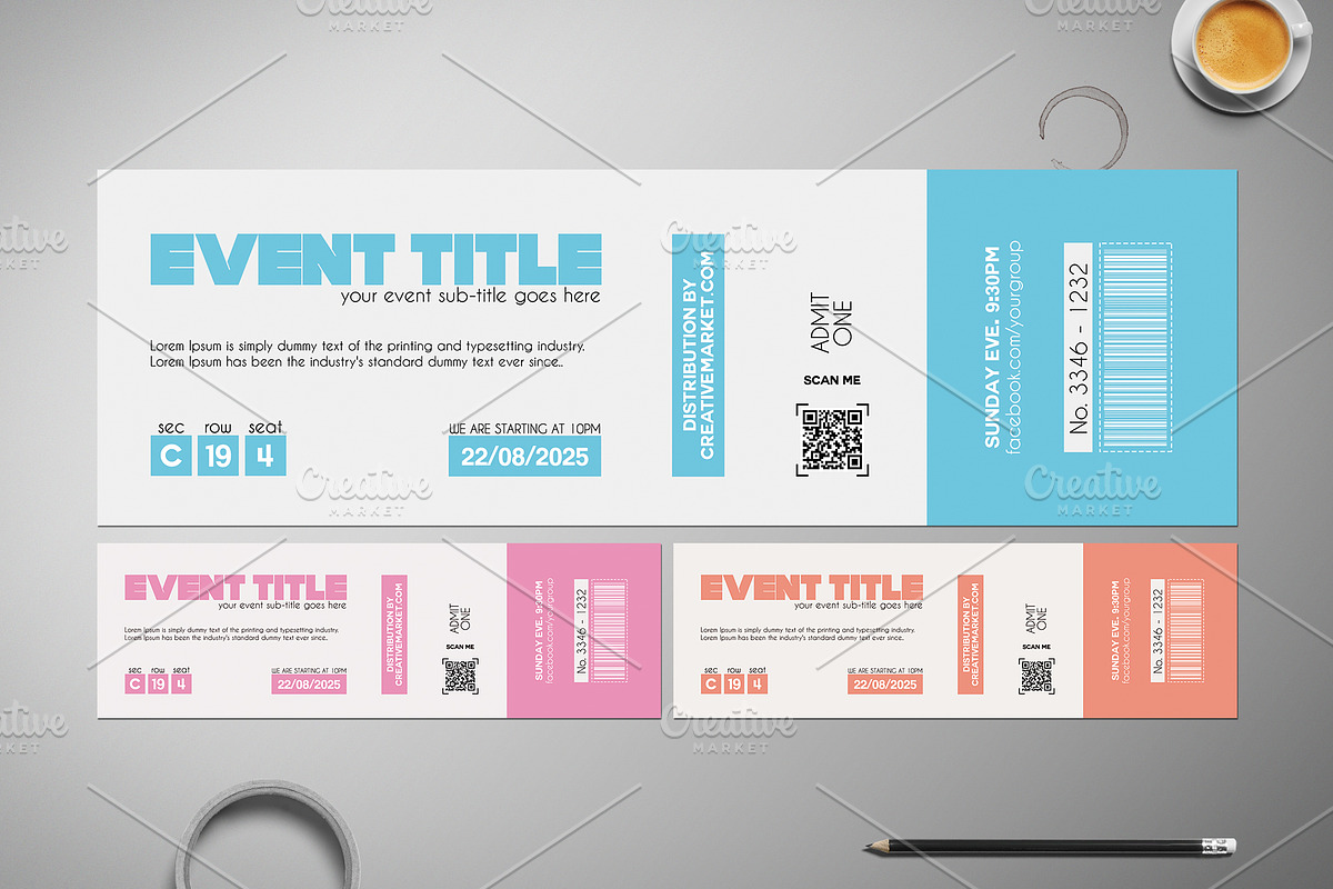 Minimalistic Event Ticket 021, a Card Template by Tzochko (Photo 3 of 5)