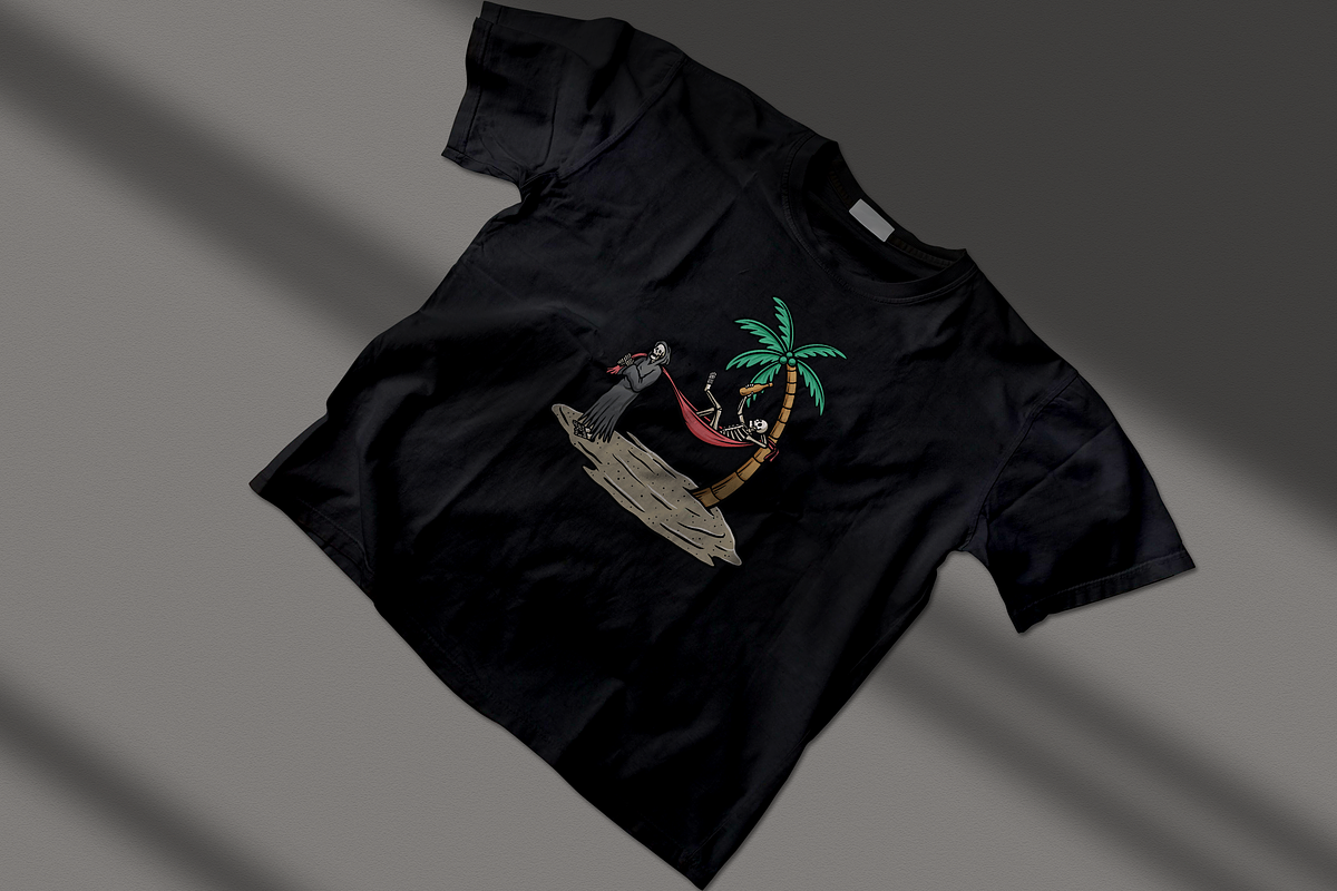 Skeletons Relaxing Under Palm Tree, an Object Illustration by nomlimo.com (Photo 3 of 3)