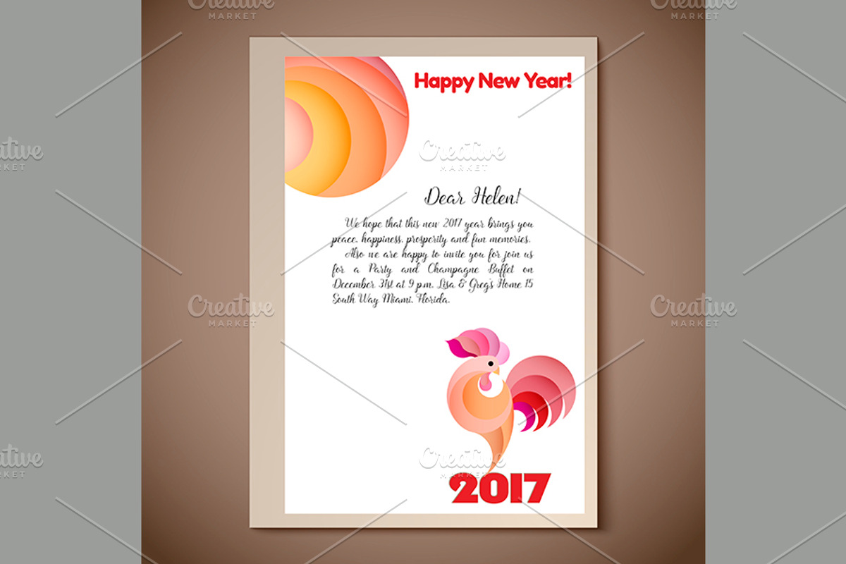 New Year of the red Rooster., a Brochure Template by Valenty