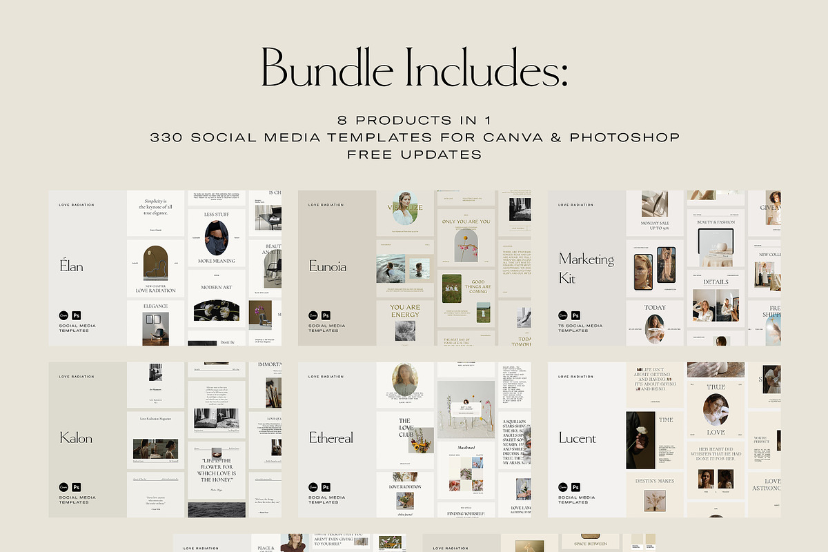 BUNDLE Instagram Templates Canva PS, a Social Media Template by Love Radiation Studio (Photo 2 of 13)