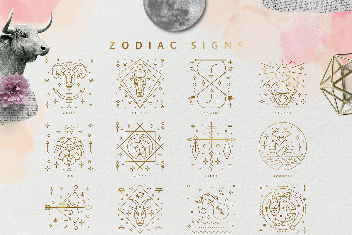 Zodiac Signs and Constellations, an Outline Icon by Pixejoo (Photo 10 of 10)
