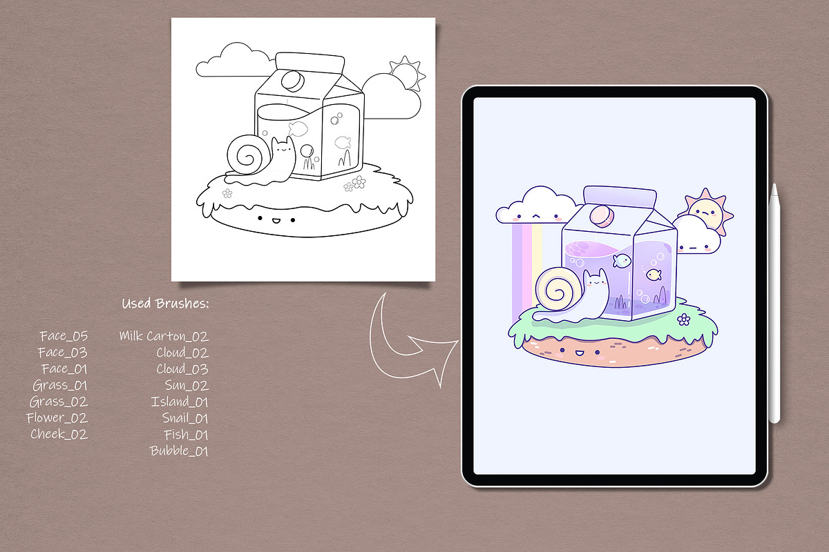 Procreate Sketch Kawaii Stamp Brush, a Brush Add-On by MISTstudioDesign (Photo 4 of 10)