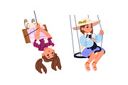 Happy kids swinging on rope swings, a Person Illustration by PaperTrident (Thumbnail 4 of 5)