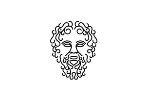 Greek God Zeus Line Art Logo