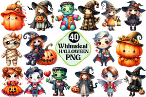 Whimsical Halloween Dolls Clipart, an Illustration by Pixels.Craft