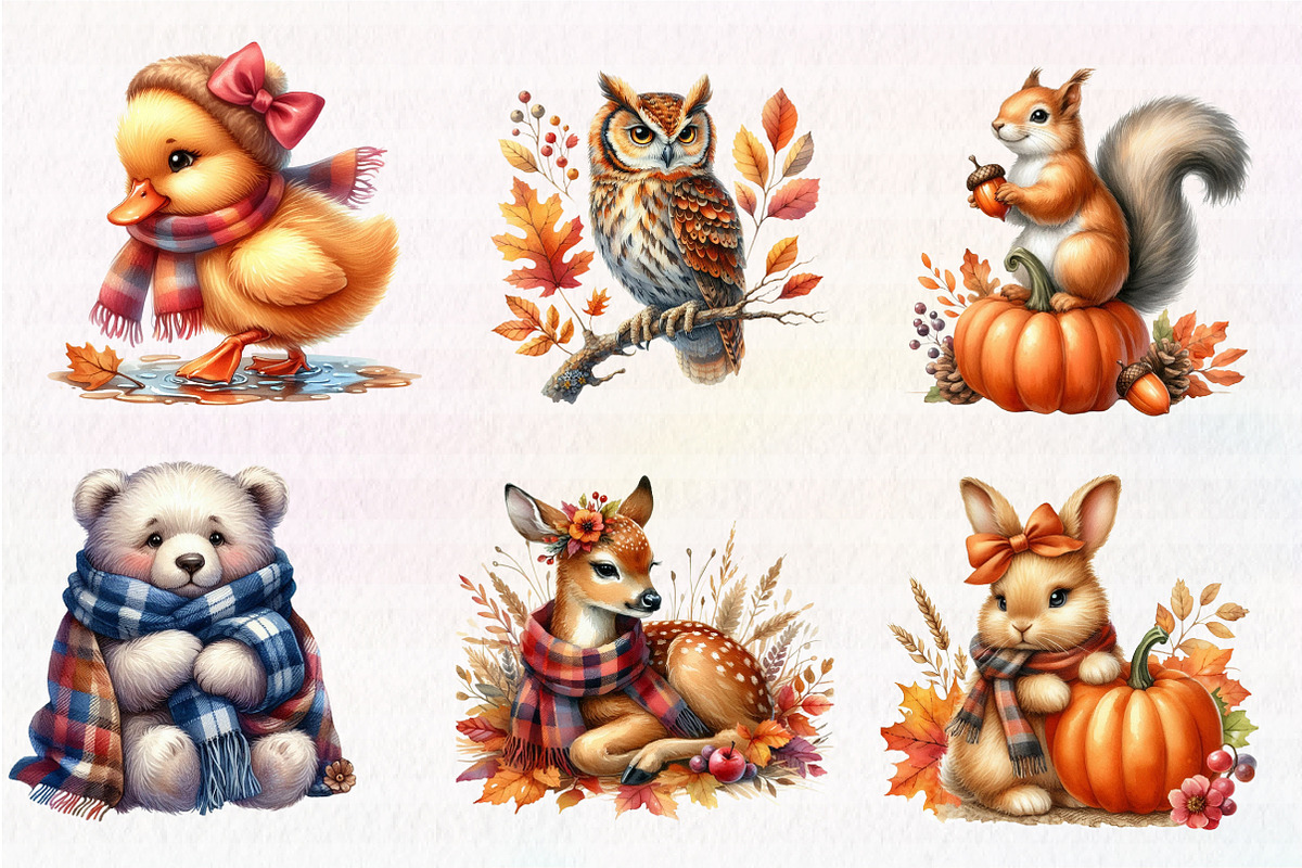 Autumn Animals Clipart, an Illustration by CreationArt (Photo 4 of 5)