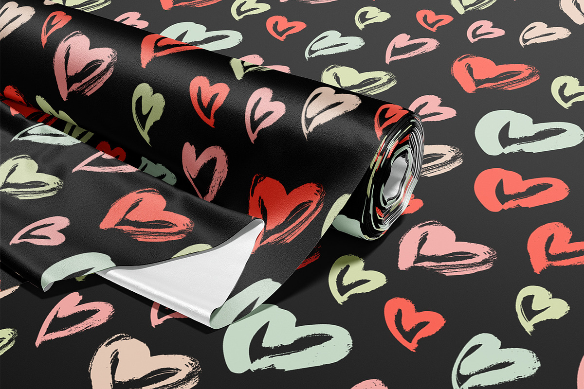 Painted Hearts, a Pattern Graphic by MalyskaStudio