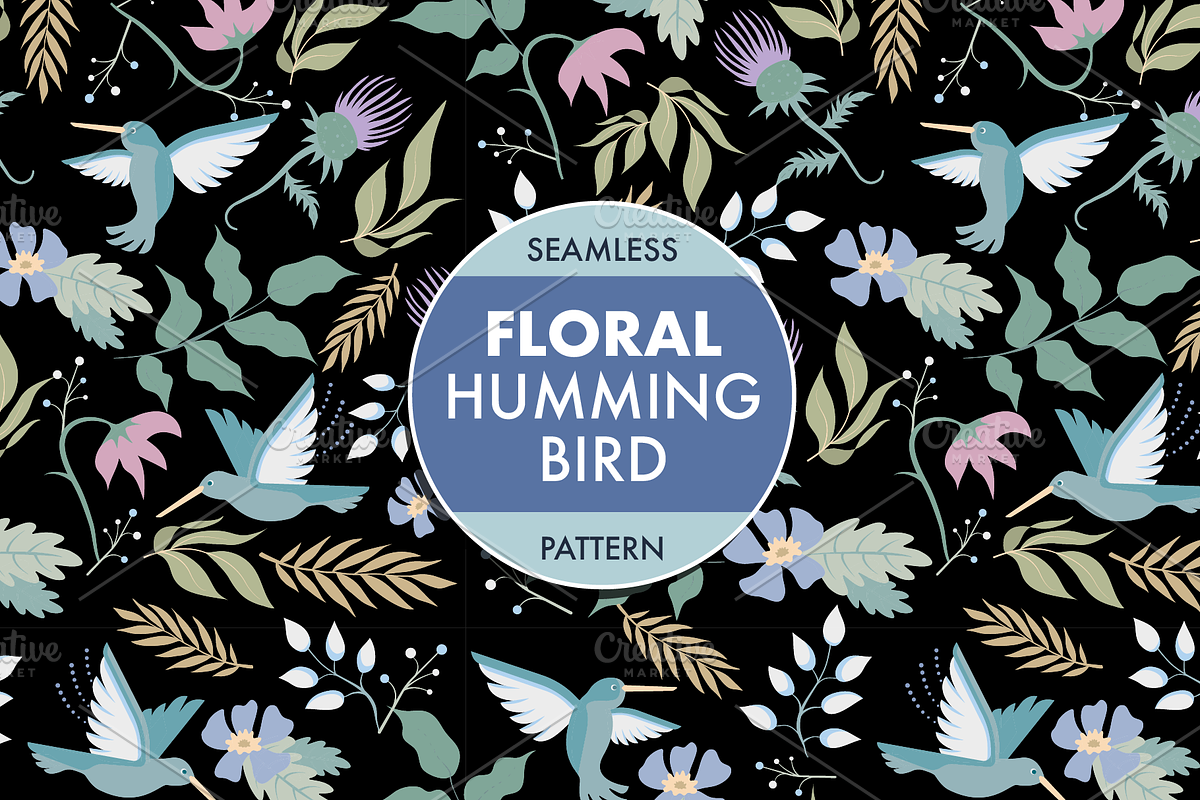 Floral humming bird pattern, a Pattern Graphic by Queen of Infographics (Photo 1 of 4)