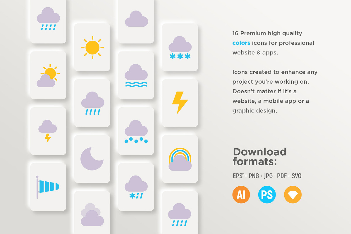 Weather | 32 Icons Set, an Outline Icon by Marina Silence (Photo 10 of 17)