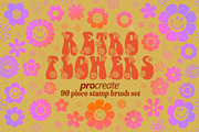 Retro Flowers Procreate Stamp Brush, a Brush Add-On by Dear Darling Design (Thumbnail 1 of 7)
