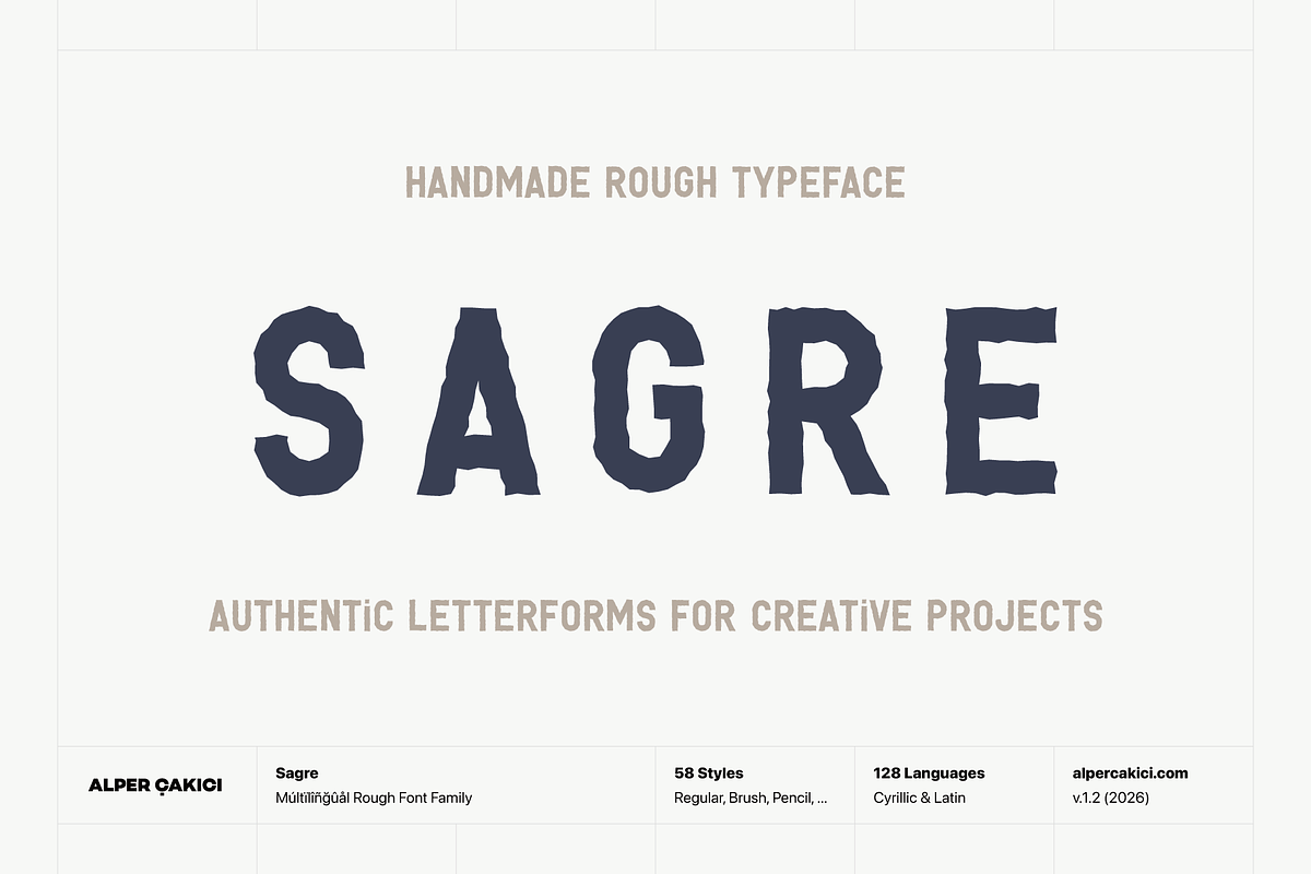 Sagre - Rough Typeface, a Handwritten Font by alpercakici (Photo 1 of 12)