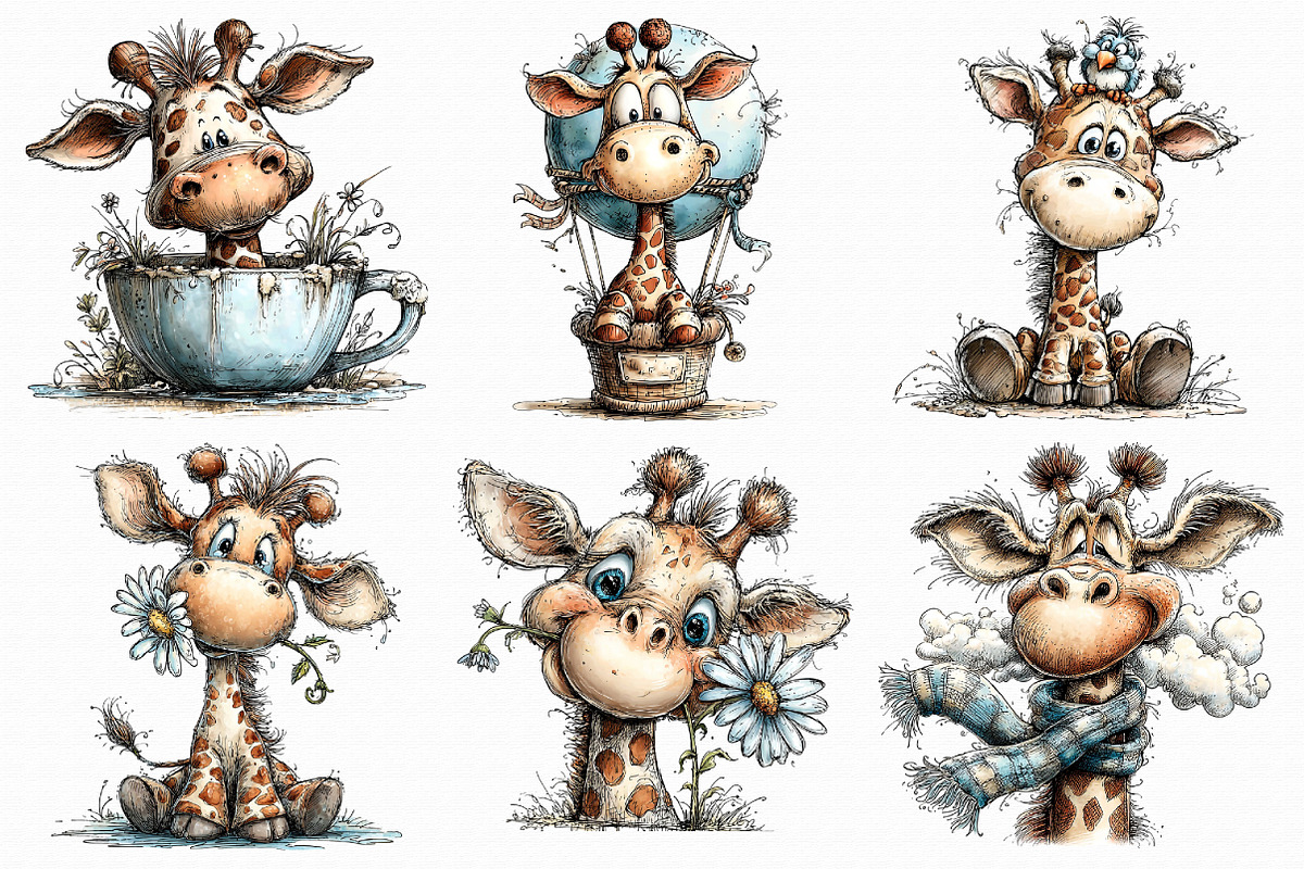 Cute Stylish giraffe clipart, an Illustration by Libby Wishes (Photo 6 of 7)