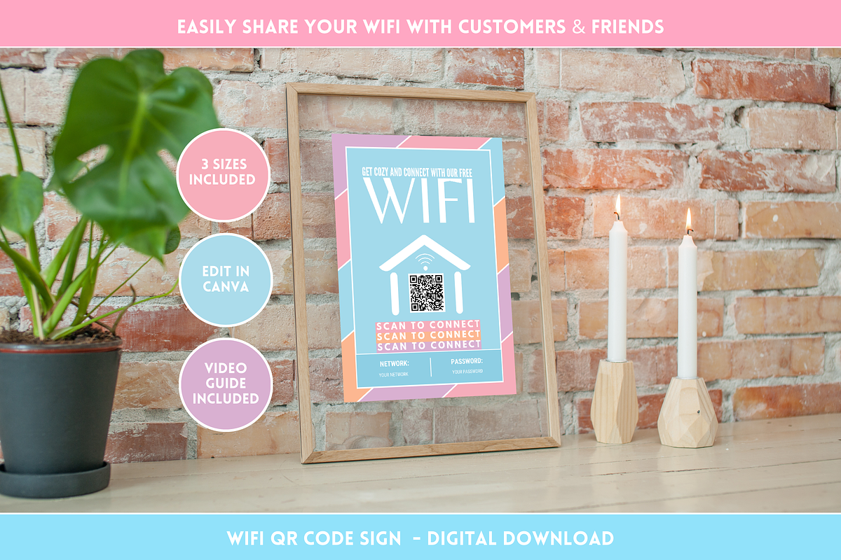 WiFi QR Code Sign - Pastel, a Card Template by SunshineStudioBoutique (Photo 9 of 10)
