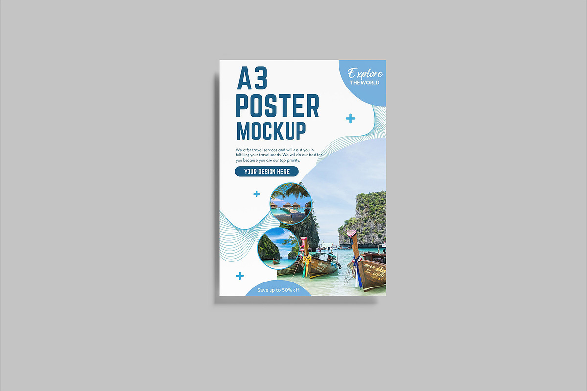 A3 Poster Mockup, an Advertising Mockup by Bangdastudio (Photo 4 of 7)