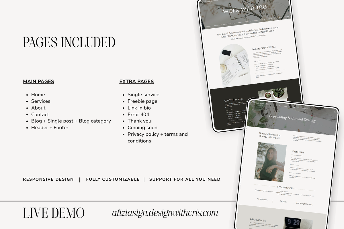 Alizia | WordPress, Elementor pro, a WordPress Template by DesignWithCris (Photo 3 of 5)