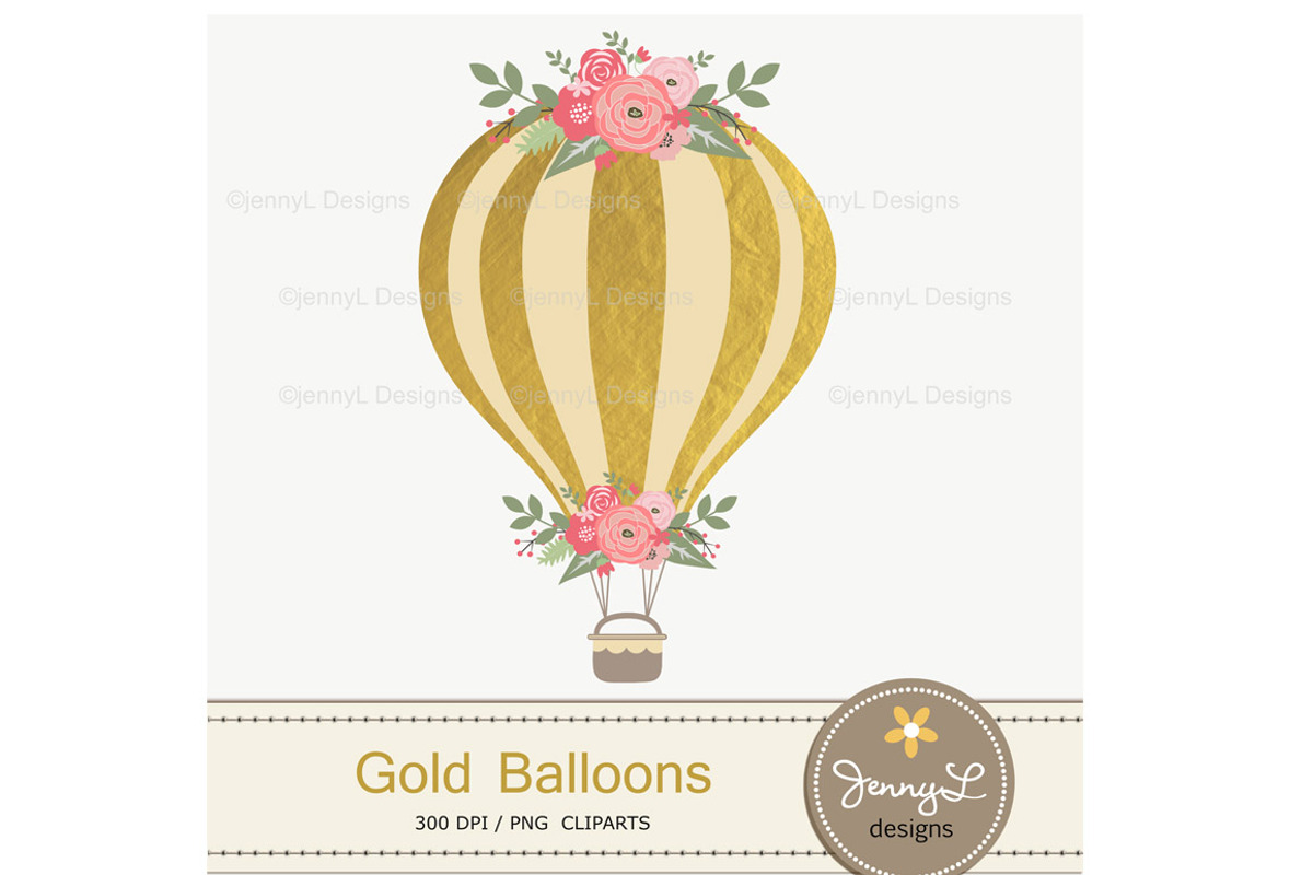 Gold Hot Air Balloon Clipart, an Illustration by JennyL Designs (Photo 2 of 2)