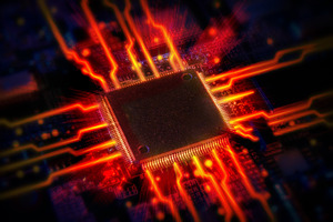 Glowing Microchip on Advanced Circuit Board, a Technology Photo by Davizro's Market