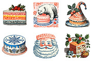 Cute Christmas Cake Clipart Bundle, an Illustration by DreamArtGraphic (Thumbnail 2 of 5)