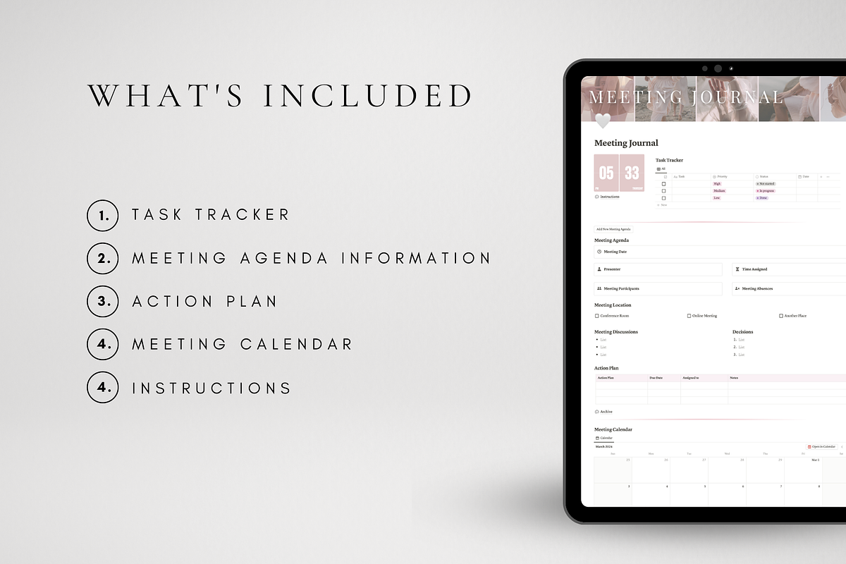 Meeting Journal & Notes for Notion, a Templates & Theme by BRANDcontent (Photo 3 of 6)