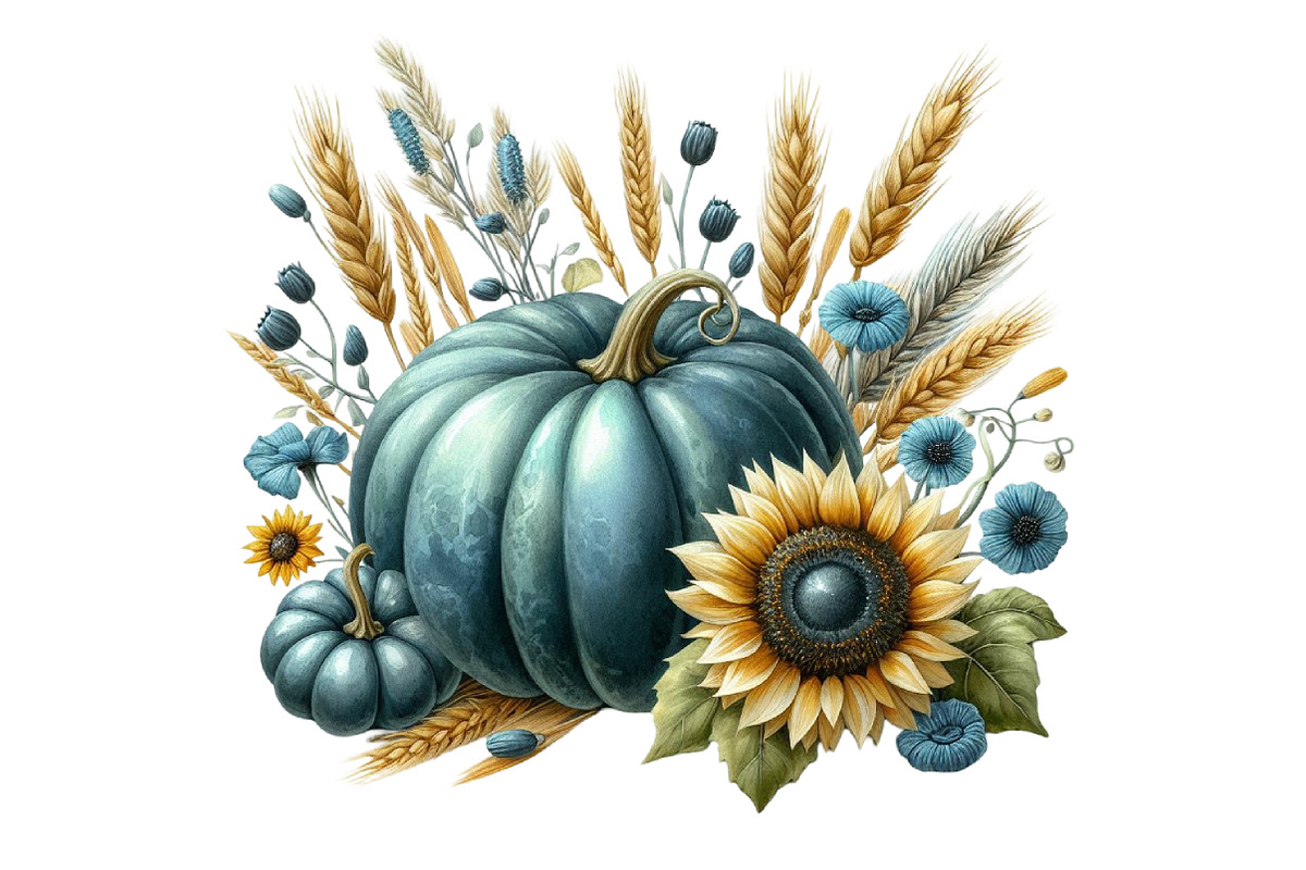 Watercolor Autumn Flower Pumpkin PNG, an Illustration by Designking (Photo 4 of 4)