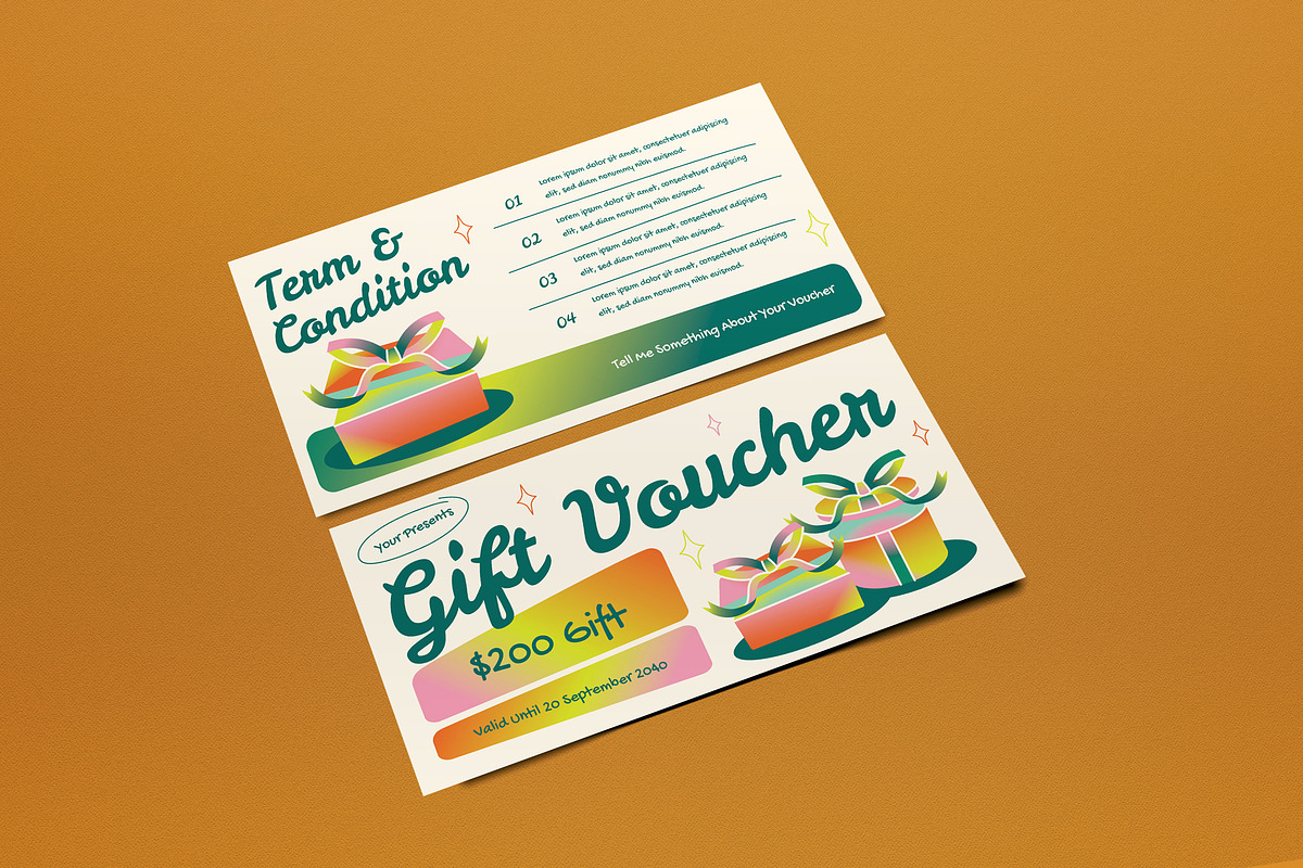 Green Gradient Gift Voucher, a Card Template by graphicook (Photo 1 of 3)
