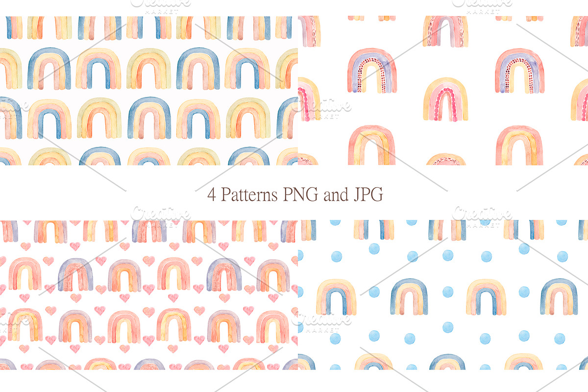 Watercolor Boho Rainbows Collection, an Object Illustration by MayaNavits (Photo 3 of 8)