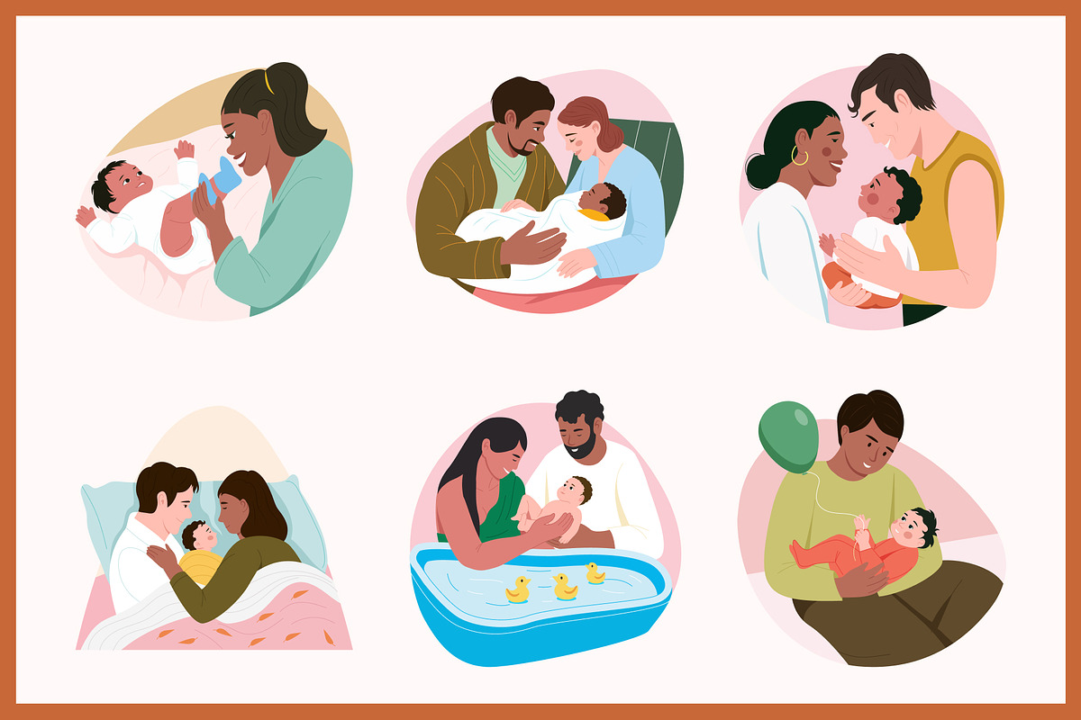 Newborn Baby Illustration Set, a Person Illustration by Brickclay (Photo 6 of 8)