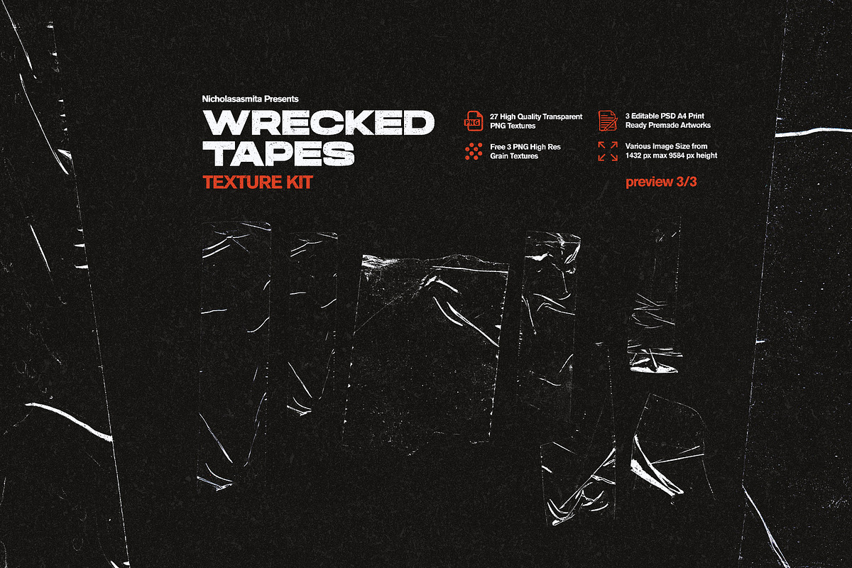 Wrecked Tapes Texture Kit, a Texture Graphic by nicholasasmita (Photo 5 of 10)