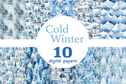 Cold Winter Digital Papers, a Pattern Graphic by GlamArtZhanna (Thumbnail 1 of 3)