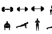 Fitness Workout Silhouette Icon Set, an Illustration by musafir_fashion (Thumbnail 16 of 51)