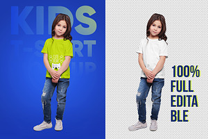 Kids Girl T-Shirt PSD Mockups Vol1.2