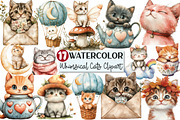 Whimsical Cat Watercolor Clipart, an Animal Illustration by Rose Art (Thumbnail 1 of 6)